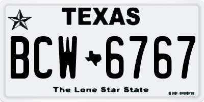 TX license plate BCW6767