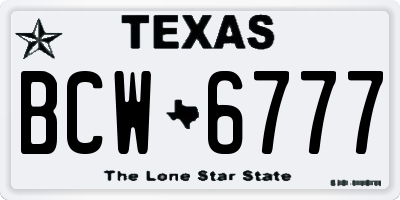TX license plate BCW6777