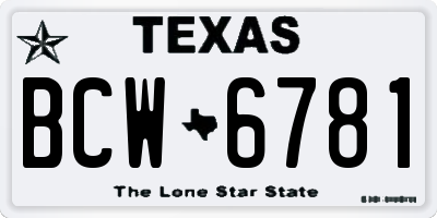 TX license plate BCW6781