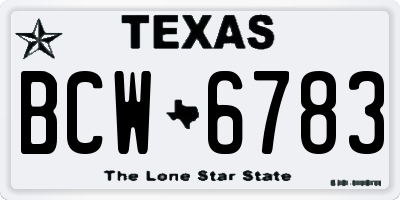 TX license plate BCW6783