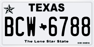 TX license plate BCW6788