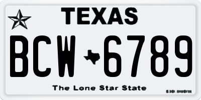 TX license plate BCW6789