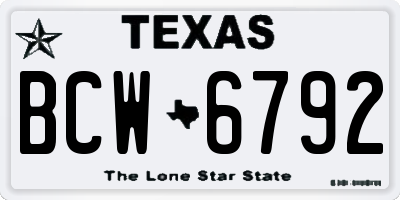 TX license plate BCW6792