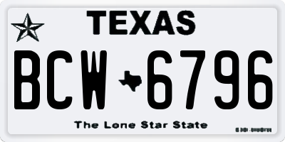 TX license plate BCW6796