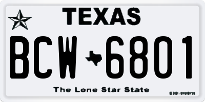 TX license plate BCW6801