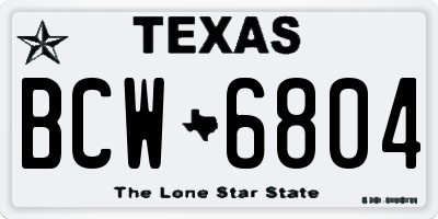 TX license plate BCW6804