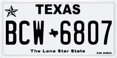 TX license plate BCW6807