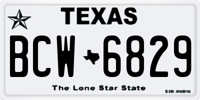 TX license plate BCW6829