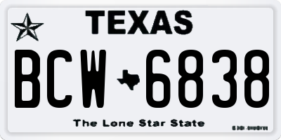 TX license plate BCW6838