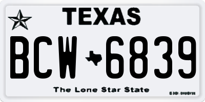 TX license plate BCW6839