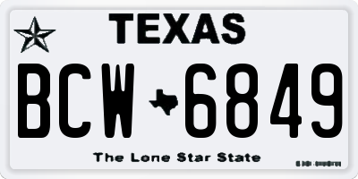 TX license plate BCW6849