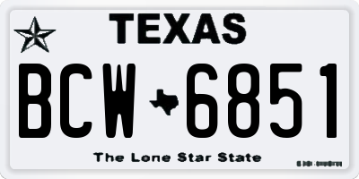 TX license plate BCW6851