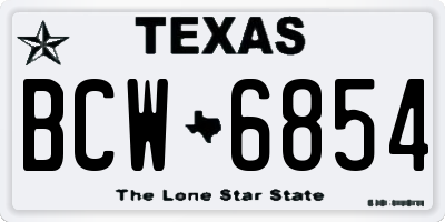 TX license plate BCW6854