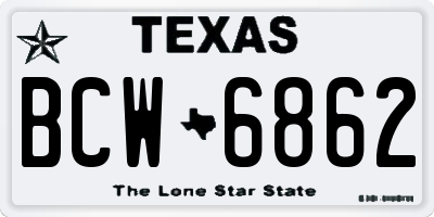 TX license plate BCW6862