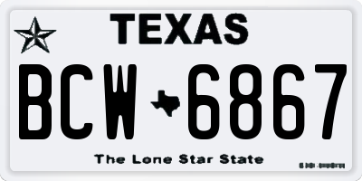 TX license plate BCW6867