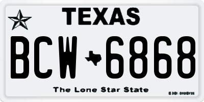 TX license plate BCW6868