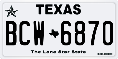 TX license plate BCW6870