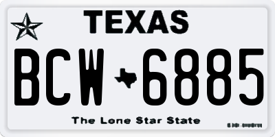 TX license plate BCW6885