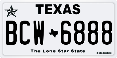 TX license plate BCW6888