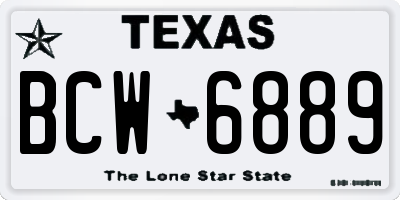 TX license plate BCW6889