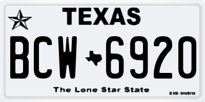 TX license plate BCW6920