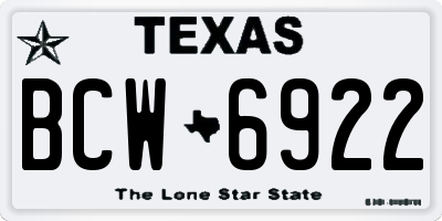 TX license plate BCW6922