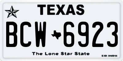 TX license plate BCW6923