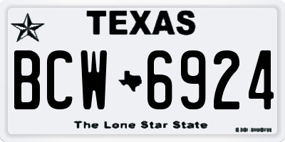 TX license plate BCW6924