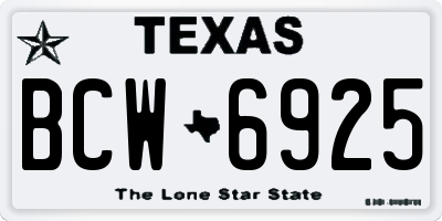 TX license plate BCW6925