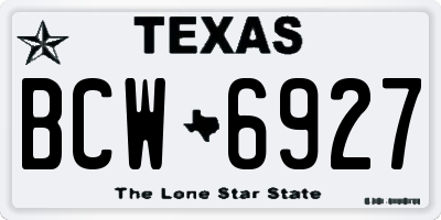 TX license plate BCW6927
