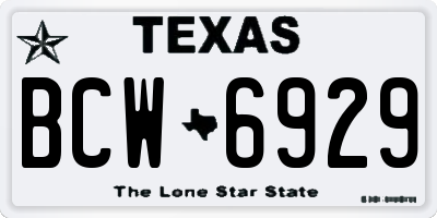 TX license plate BCW6929