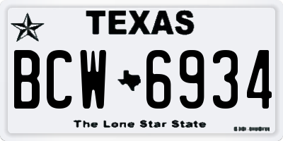 TX license plate BCW6934