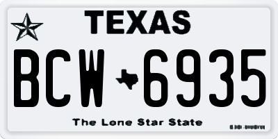 TX license plate BCW6935
