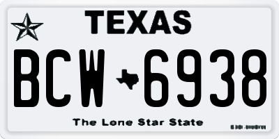 TX license plate BCW6938