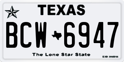 TX license plate BCW6947