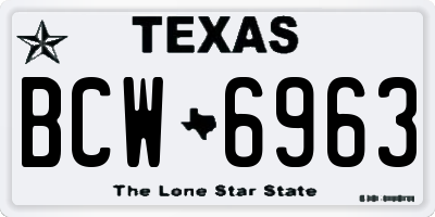 TX license plate BCW6963