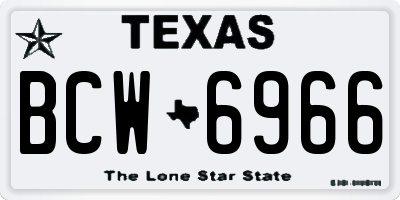 TX license plate BCW6966