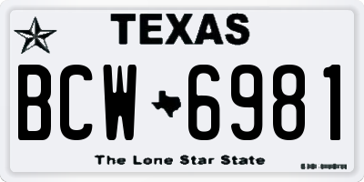 TX license plate BCW6981