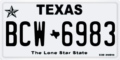 TX license plate BCW6983