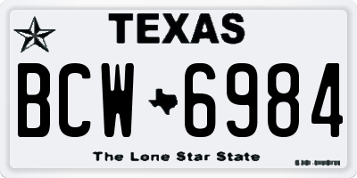 TX license plate BCW6984