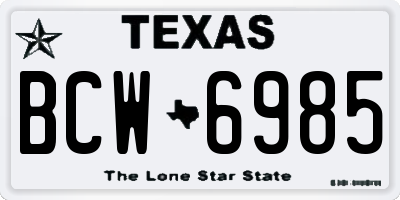 TX license plate BCW6985