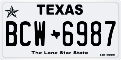 TX license plate BCW6987