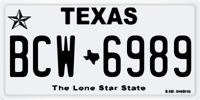 TX license plate BCW6989