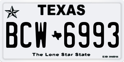 TX license plate BCW6993