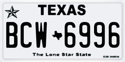 TX license plate BCW6996