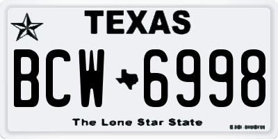 TX license plate BCW6998