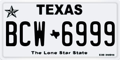 TX license plate BCW6999