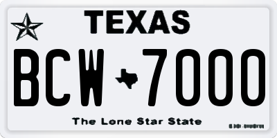 TX license plate BCW7000