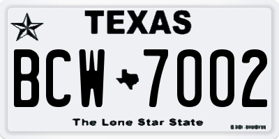 TX license plate BCW7002