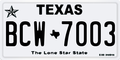 TX license plate BCW7003